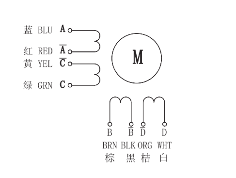 57mm 两相混合式步进电机接线方式：